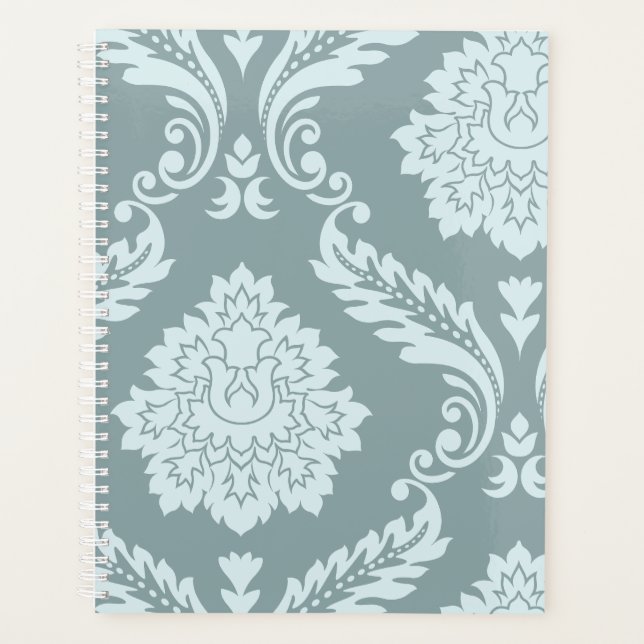 Rococo Damask Art I Duck Egg Blue+Teal Planer (Vorderseite)