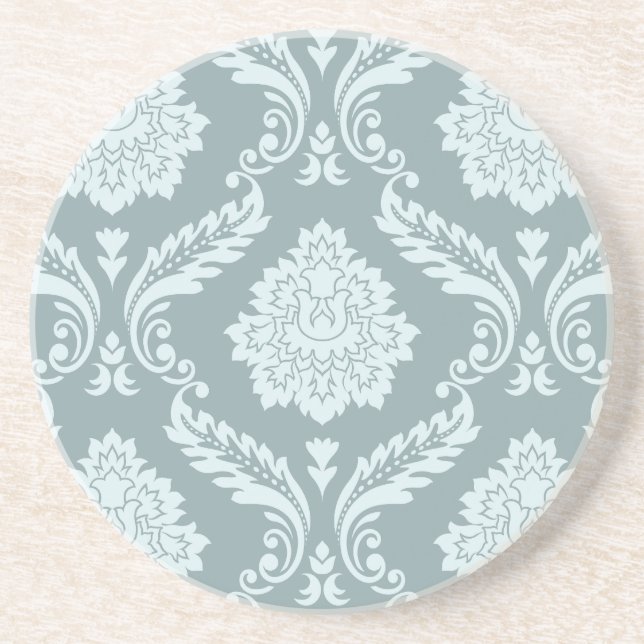Rococo Damask Big Pattern Duck Egg Blue+Teal Getränkeuntersetzer (Vorne)