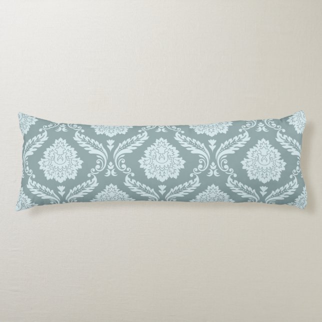 Rococo Damask Big Pattern Duck Egg Blue+Teal Seitenschläferkissen (Vorderseite)