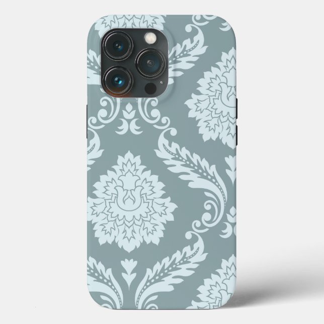 Rococo-Damask-Kunst I Entenei-Blau+Türkisfarben Case-Mate iPhone Hülle (Rückseite)
