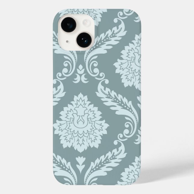 Rococo-Damask-Kunst I Enteneibl Blau+Türkis Case-Mate iPhone Hülle (Rückseite)