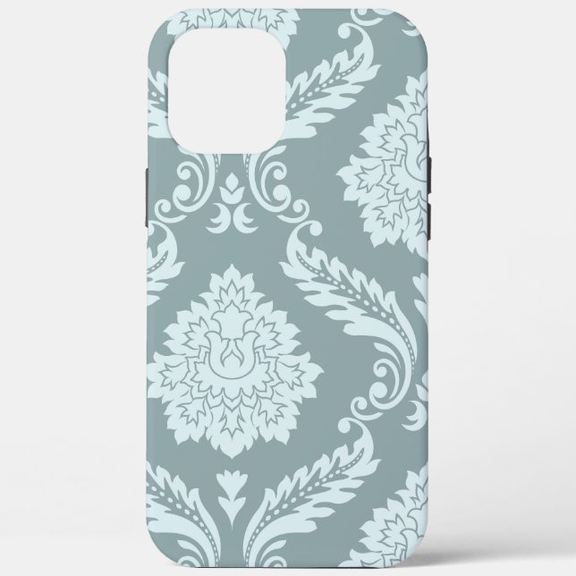 Rococo-Damask-Kunst I Enteneibl Blau+Türkis Case-Mate iPhone Hülle (Rückseite)