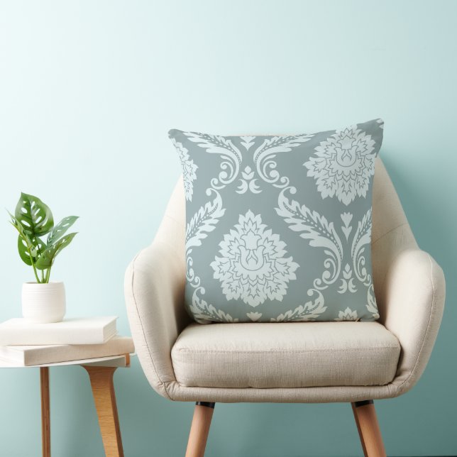 Rococo-Damask-Kunst I Enteneiblau+Türkis Kissen (Stuhl )