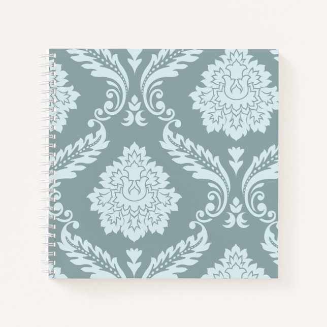 Rococo-Damask-Kunst I Entengrün+Türkis Notizbuch (Vorderseite)
