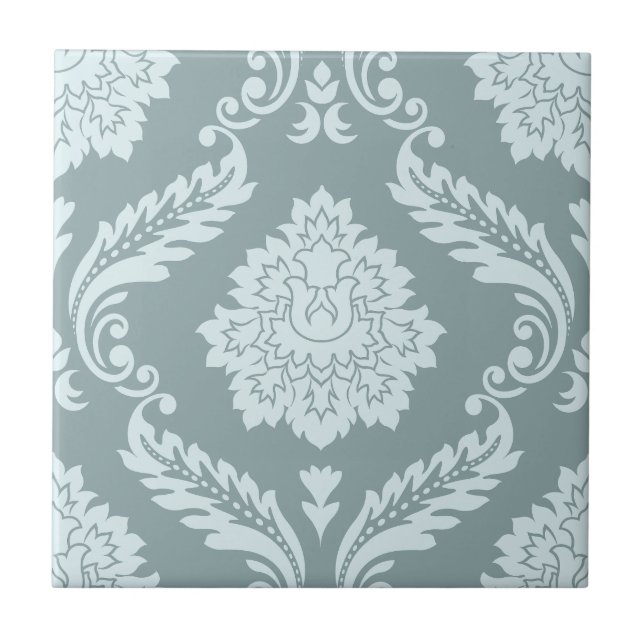 Rococo Damask Lg Pattern Duck Egg Blue+Teal Fliese (Vorderseite)