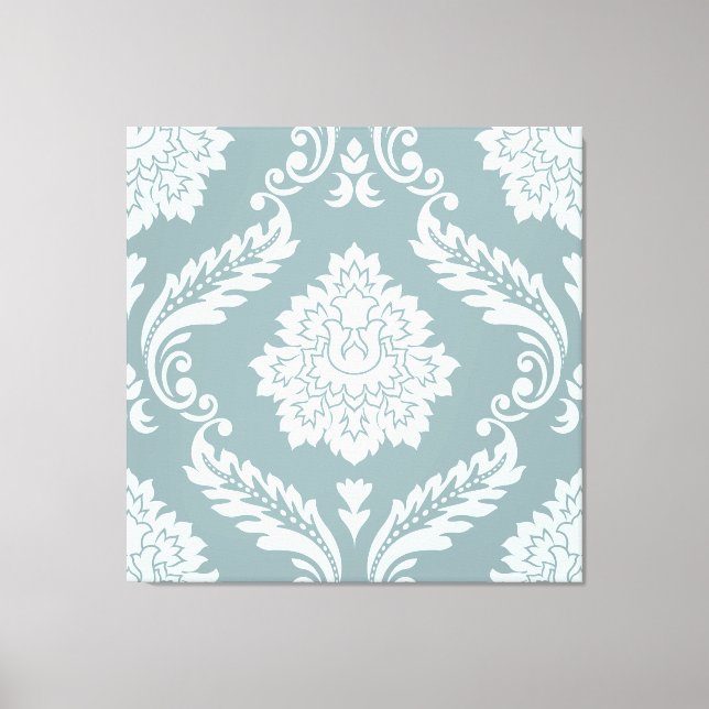 Rococo Damask Lg Pattern Duck Egg Blue+Teal Leinwanddruck (Vorderseite)