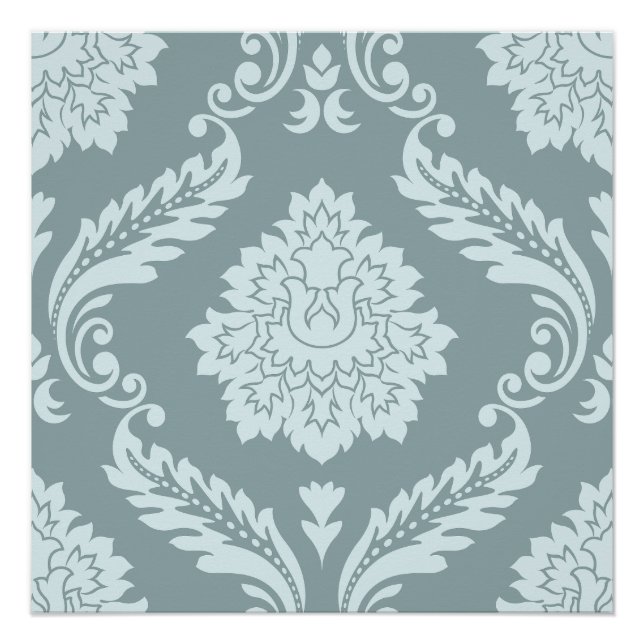 Rococo Damask Lg Pattern Duck Egg Blue+Teal Poster (Vorderseite)