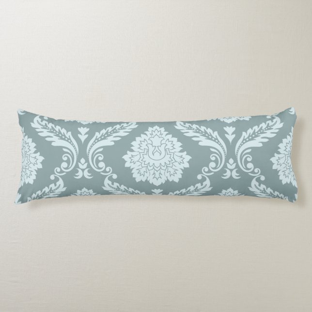 Rococo Damask Lg Pattern Duck Egg Blue+Teal Seitenschläferkissen (Vorderseite)