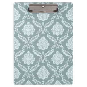 Rococo-Damask-Muster Enteneiblau+Türkis Klemmbrett