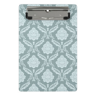 Rococo-Damask-Muster Enteneiblau+Türkis Mini Klemmbrett