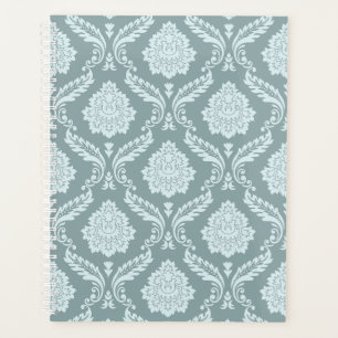 Rococo-Damask-Muster Enteneiblau+Türkis Planer