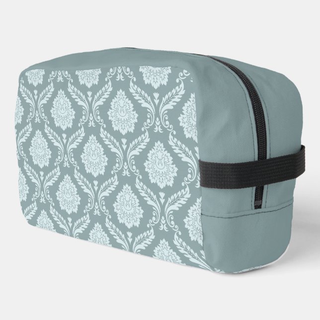 Rococo-Damask-Muster Enteneiblau+Türkis Waschbeutel (Linke Seite)