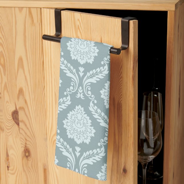 Rococo-Damask-Muster Enteneierblau+Türkis Geschirrtuch (Drittel gefaltet)