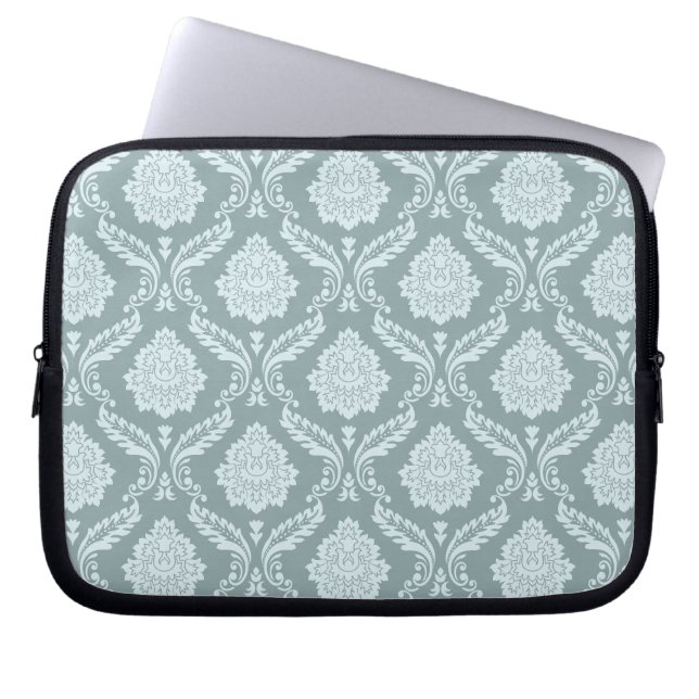 Rococo-Damask-Muster Enteneierblau+Türkis Laptopschutzhülle (Vorderseite)