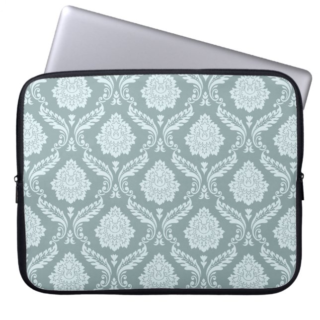 Rococo-Damask-Muster Enteneierblau+Türkis Laptopschutzhülle (Vorderseite)
