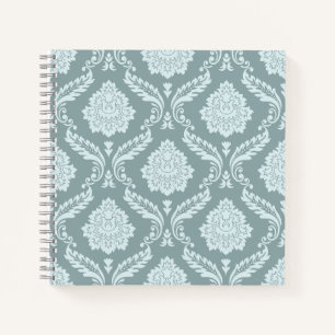 Rococo-Damask-Muster Enteneierblau+Türkis Notizbuch