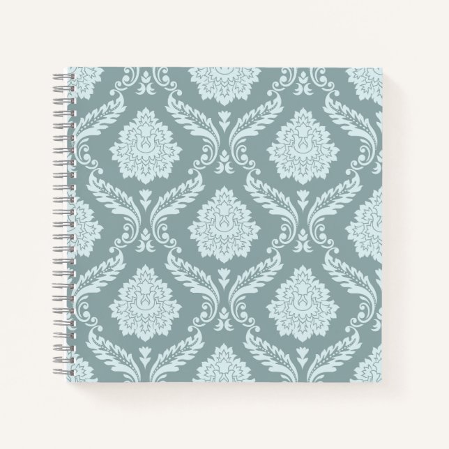 Rococo-Damask-Muster Enteneierblau+Türkis Notizbuch (Vorderseite)