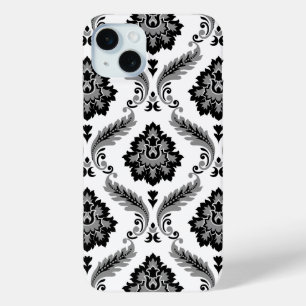 Rococo-Damask-Muster Grau Schwarz Weiß Case-Mate iPhone Hülle