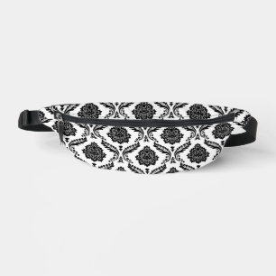 Rococo-Damask-Muster Schwarz auf Weiß Bauchtasche