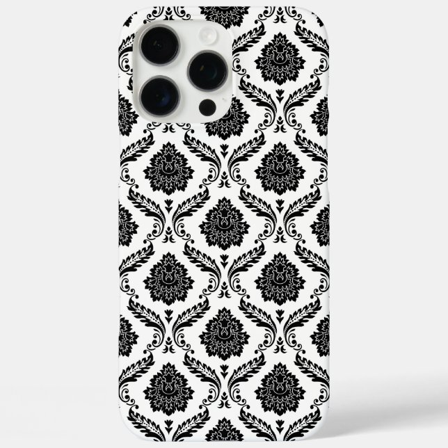 Rococo-Damask-Muster Schwarz auf Weiß Case-Mate iPhone Hülle (Rückseite)