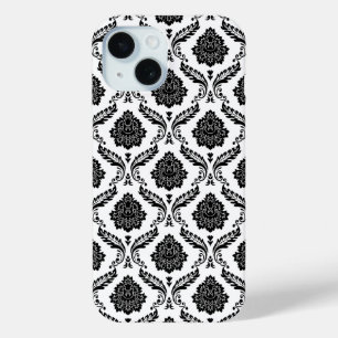 Rococo-Damask-Muster Schwarz auf Weiß Case-Mate iPhone Hülle