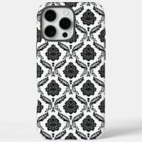 Rococo-Damask-Muster Schwarz auf Weiß