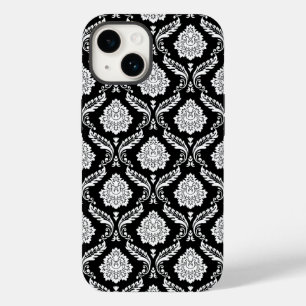 Rococo-Damask-Muster Weiß auf Schwarz Case-Mate iPhone 14 Hülle