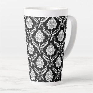 Rococo-Damask-Muster Weiß auf Schwarz Milchtasse