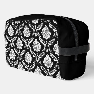 Rococo-Damask-Muster Weiß auf Schwarz Waschbeutel