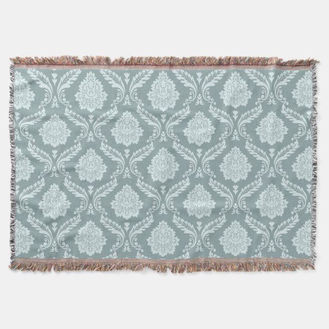 Rococo Damask Pattern Duck Egg Blue+Teal Decke (Vorderseite)