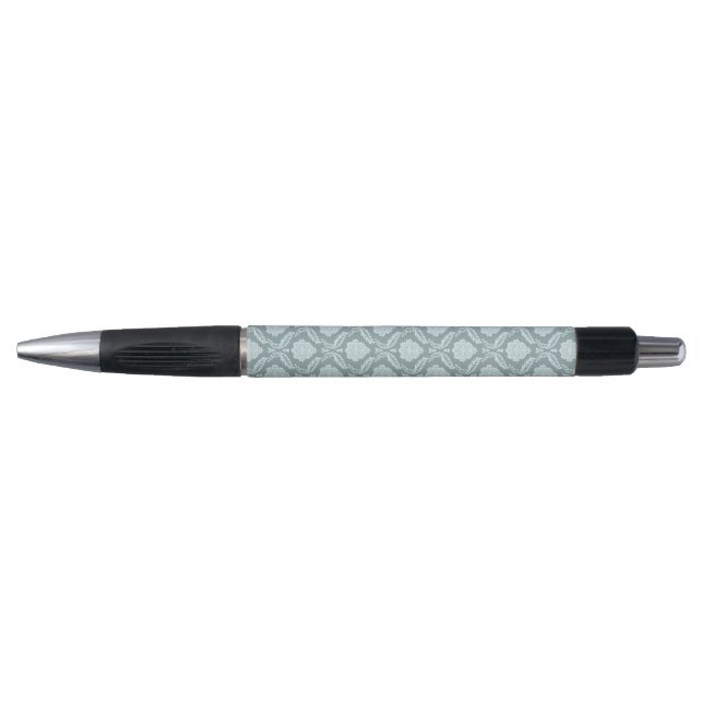 Rococo Damask Pattern Duck Egg Blue+Teal Kugelschreiber (Vorderseite)