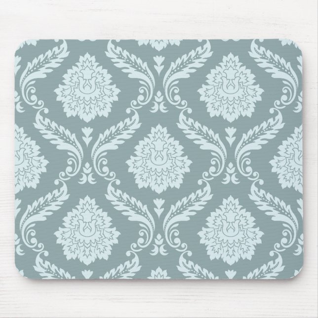 Rococo Damask Pattern Duck Egg Blue+Teal Mousepad (Vorne)
