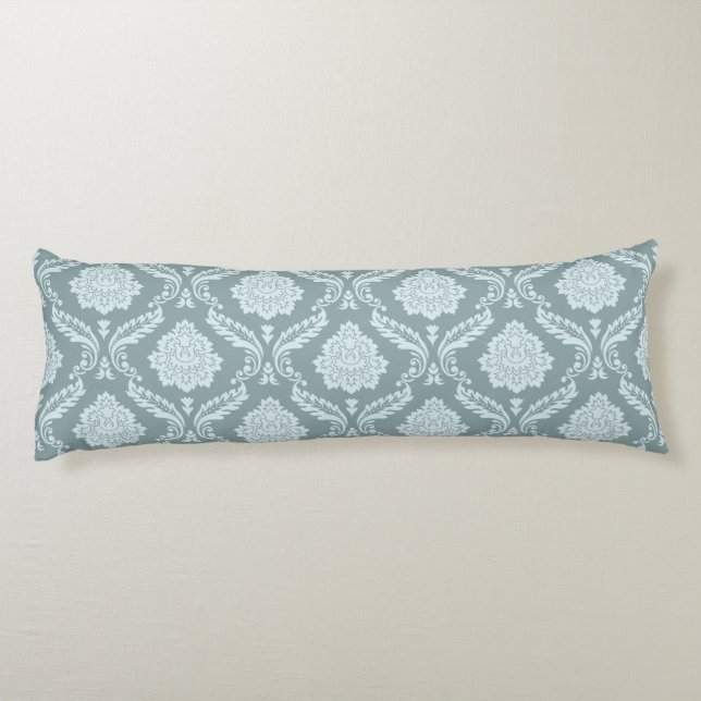 Rococo Damask Pattern Duck Egg Blue+Teal  Seitenschläferkissen (Rückseite)