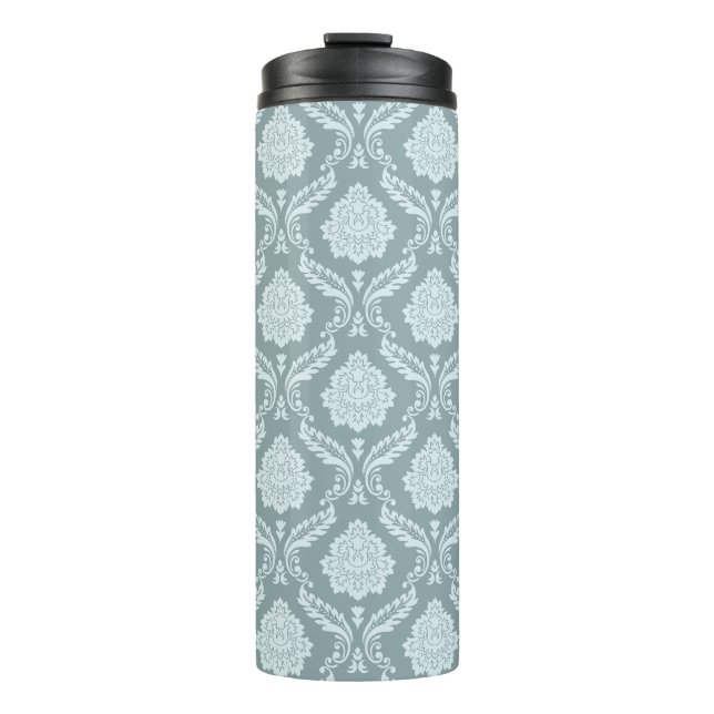 Rococo Damask Pattern Duck Egg Blue+Teal Thermosbecher (Vorderseite)