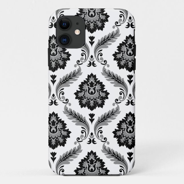 Rococo Damask Pattern Grey Black White Case-Mate iPhone Hülle (Rückseite)