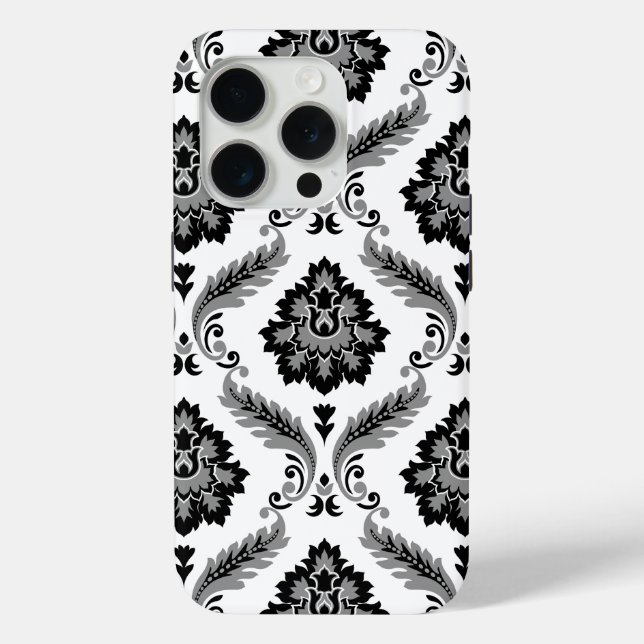 Rococo Damask Pattern Grey Black White Case-Mate iPhone Hülle (Rückseite)