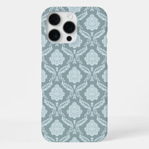 Rococo-Damask-Wiederholungsmuster Enteneiblau+Türk iPhone 16 Pro Max Hülle