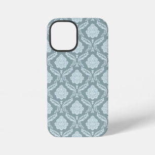 Rococo-Damask-Wiederholungsmuster Enteneiblau+Türk iPhone 12 Mini Hülle
