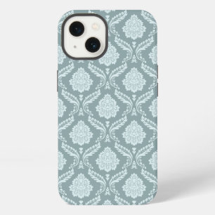 Rococo-Damask-Wiederholungsmuster Enteneiblau+Türk iPhone 13 Hülle