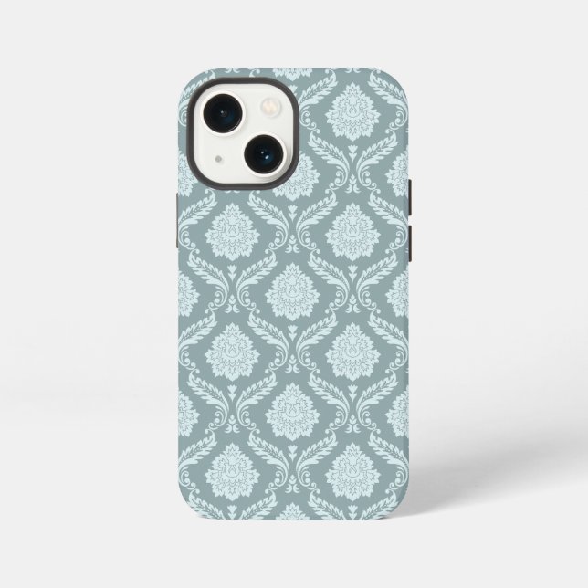 Rococo-Damask-Wiederholungsmuster Entengrüne+Türki iPhone Hülle (Rückseite)