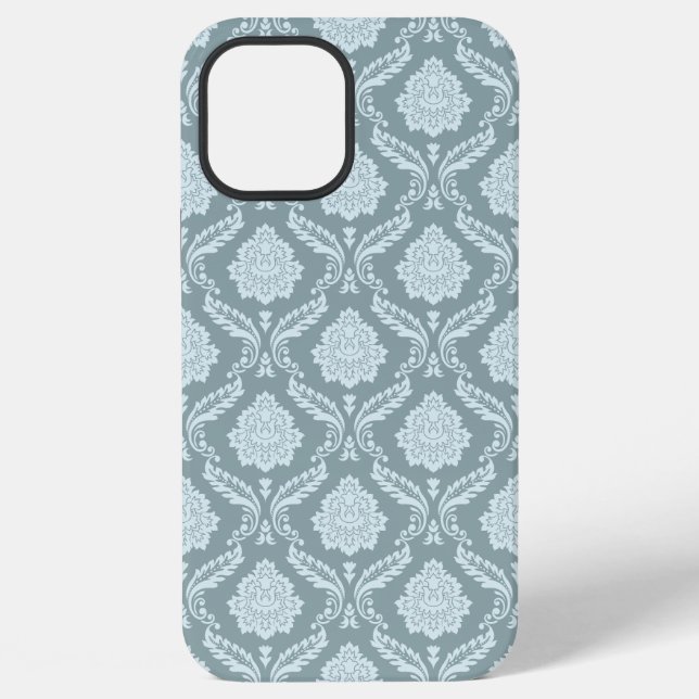 Rococo-Damask-Wiederholungsmuster Entengrüne+Türki iPhone Hülle (Rückseite)