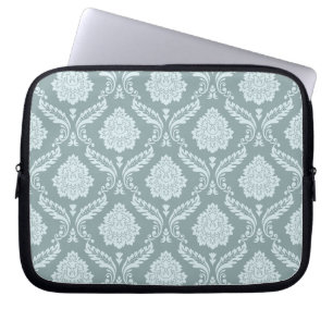 Rococo-Damaskmuster Entenei-Blau+Türkis Laptopschutzhülle