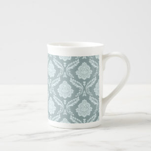 Rococo-Damaskmuster Enteneiblau+Türkis Prozellantasse