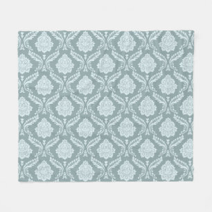 Rococo-Damaskmuster Entente-Blau+Türkis Fleecedecke