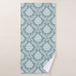 Rococo-Damaskmuster Ententeichblau+Türkis Badehandtuch