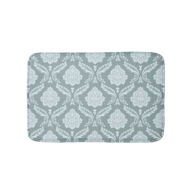Rococo-Damaskmuster Ententeichblau+Türkis Badematte (Vorderseite)