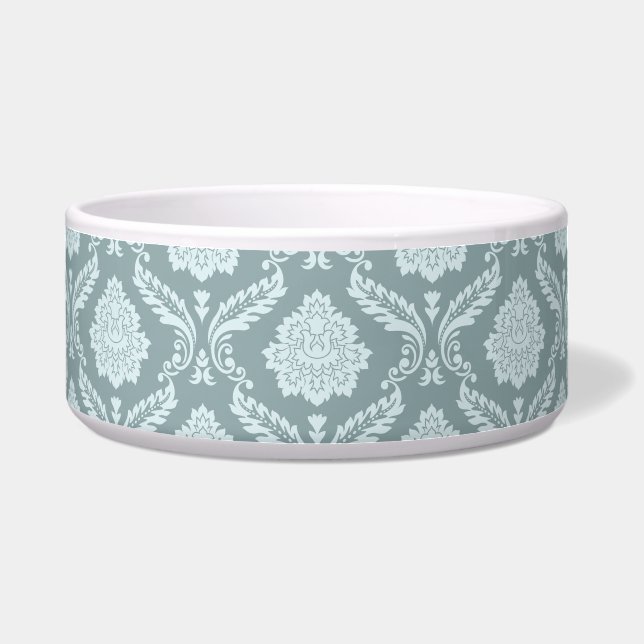 Rococo-Damaskmuster Ententeichblau+Türkis Napf (Vorderseite)