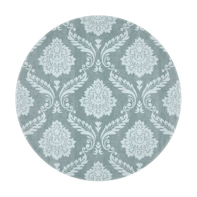 Rococo-Damaskmuster Ententenei Blau+Türkis Schneidebrett (Vorderseite)
