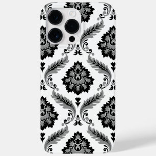 Rococo-Damaskmuster Grau Schwarz Weiß Case-Mate iPhone 14 Pro Max Hülle