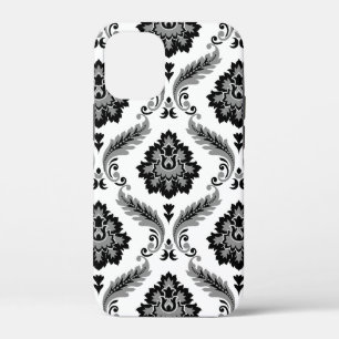 Rococo-Damaskmuster Grau Schwarz Weiß Case-Mate iPhone Hülle